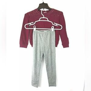 Splendid Girl’s Long Sleeve Legging Set, Red, Grey, Size 6x